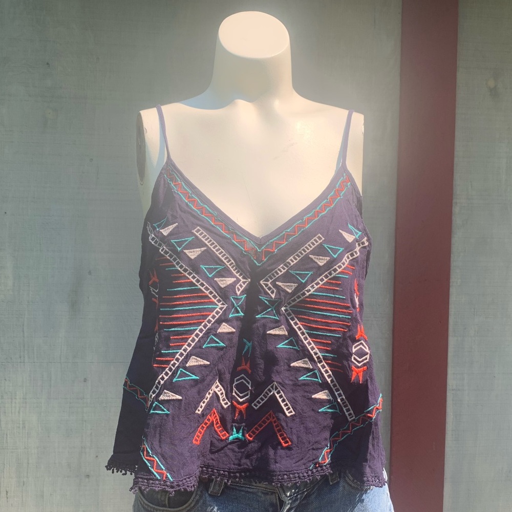 Embroidered Crop Tank Top